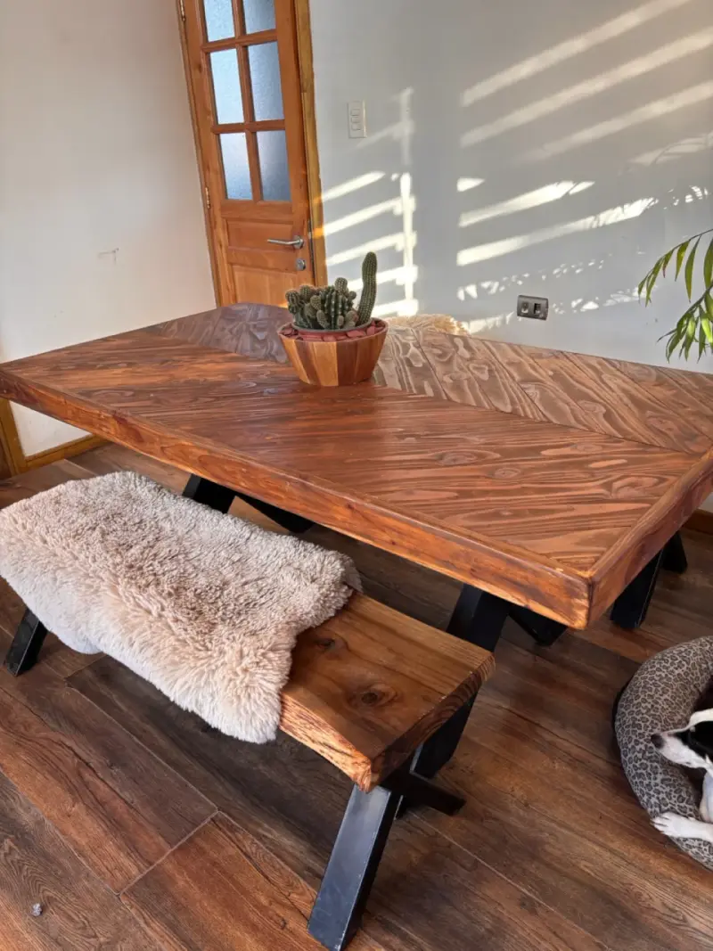Mesa de comedor rústica de madera maciza - 5