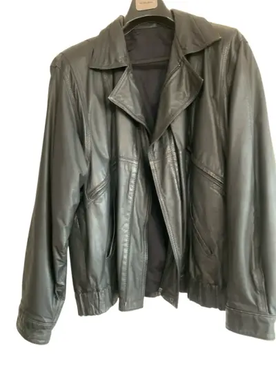Chaqueta de cuero negra Kerguelen hombre talla LAR - miniatura 4