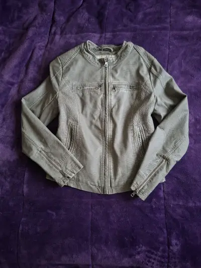 Chaqueta de cuero verde oliva - miniatura 1