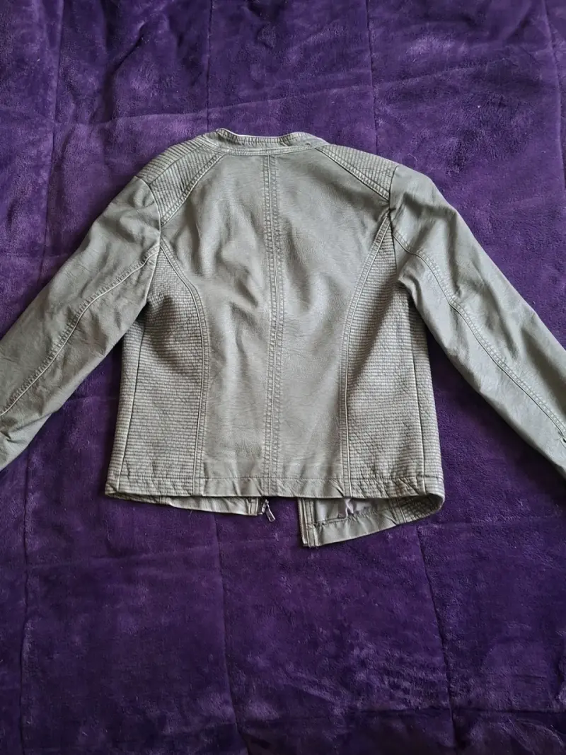 Chaqueta de cuero verde oliva - 4