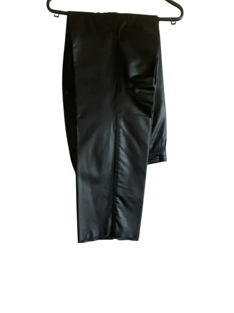 Pantalones de cuero negro dama talla 40 forrados - 2