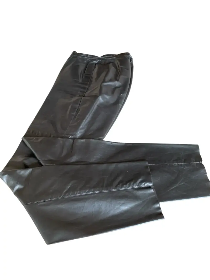 Pantalones de cuero negro dama talla 40 forrados - 4