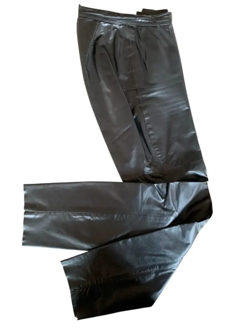 Pantalones de cuero negro dama talla 40 forrados - 6
