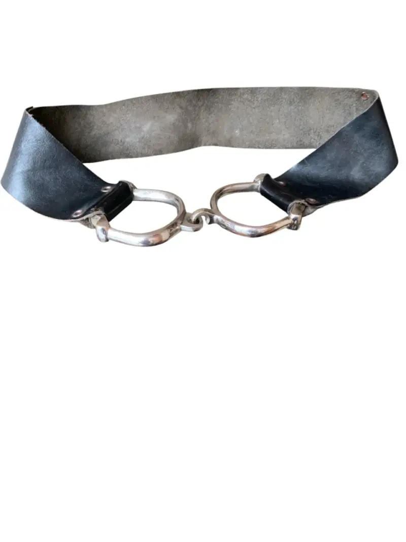 Cinturón de cuero negro y hebillas metálicas Small - 2