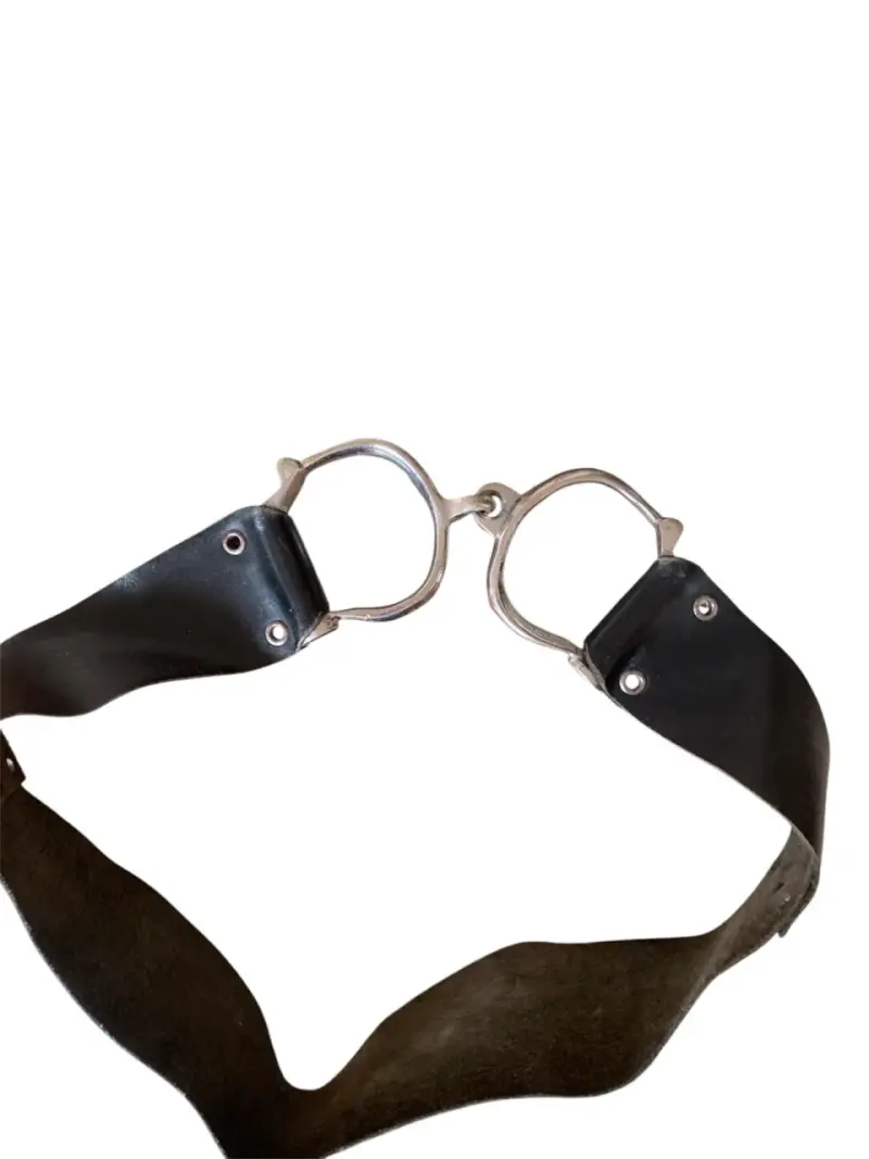 Cinturón de cuero negro y hebillas metálicas Small - 3