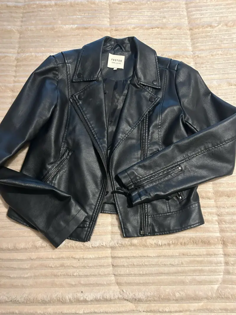 Chaqueta de cuero negra Foster mujer - 1