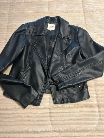 Chaqueta de cuero negra Foster mujer - miniatura 1