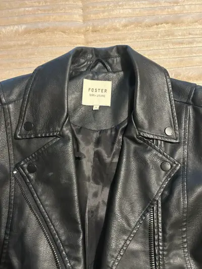 Chaqueta de cuero negra Foster mujer - miniatura 2