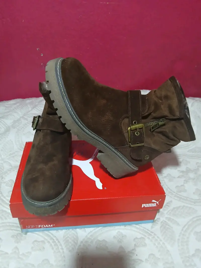 Botines de gamuza marrón con forro interior - 2