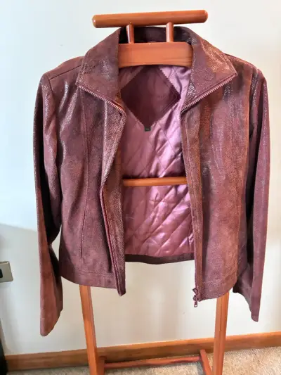 Chaqueta de cuero marrón estilo vintage - miniatura 1