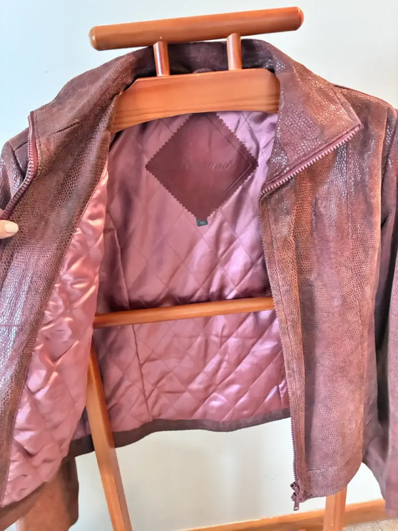 Chaqueta de cuero marrón estilo vintage - 2