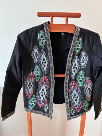 Chaqueta Rapdosia, L, bordada estilo étnico negra - miniatura 1