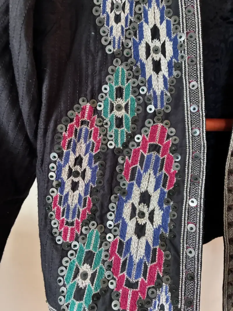 Chaqueta Rapdosia, L, bordada estilo étnico negra - 2