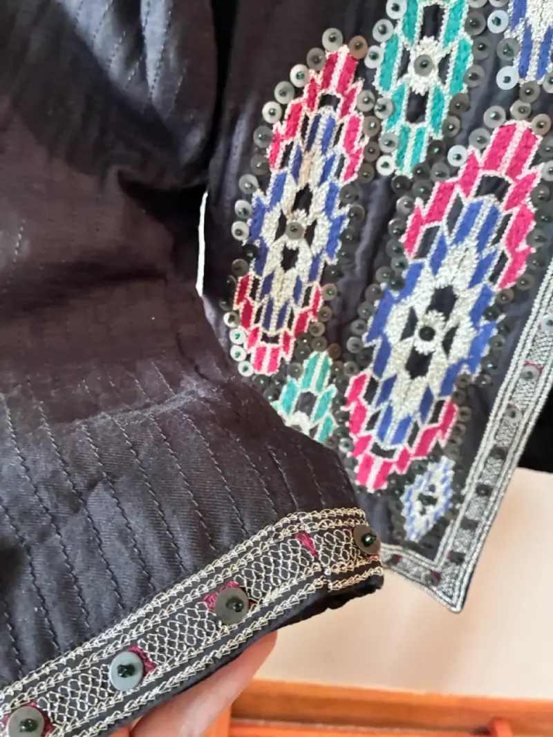 Chaqueta Rapdosia, L, bordada estilo étnico negra - 3