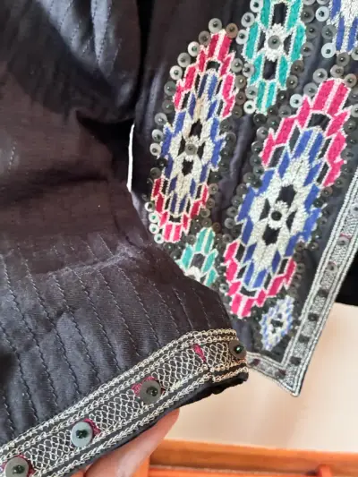 Chaqueta Rapdosia, L, bordada estilo étnico negra - miniatura 3