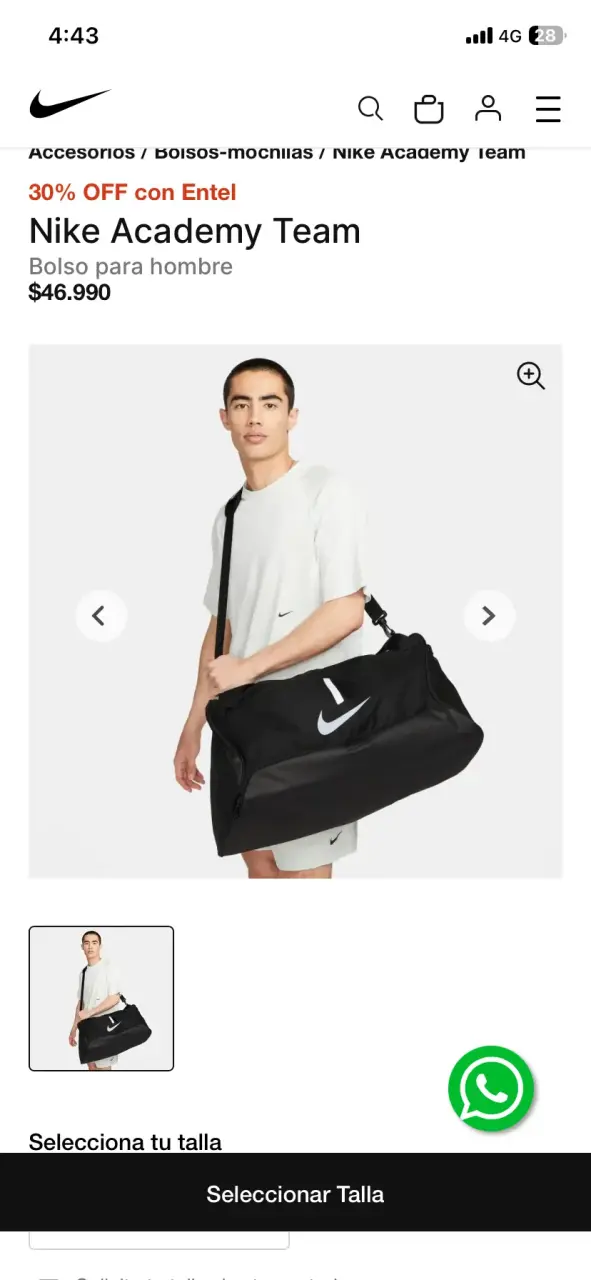 Bolso deportivo Nike Academy Team negro