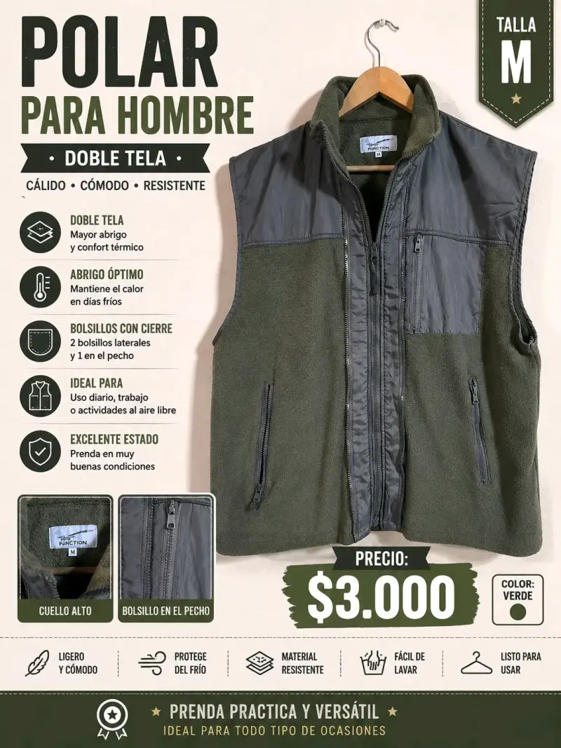 Polar para hombre doble tela verde - 1