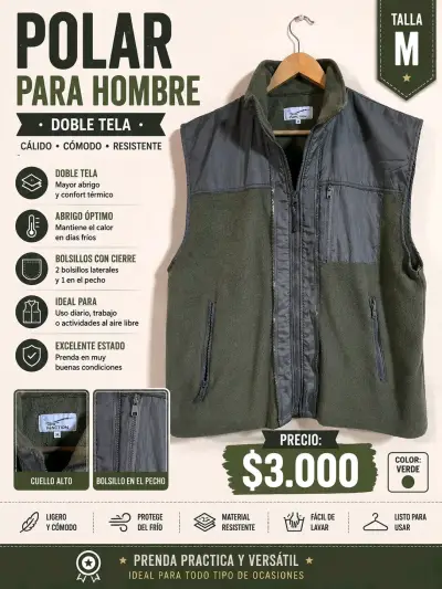 Polar para hombre doble tela verde - miniatura 1