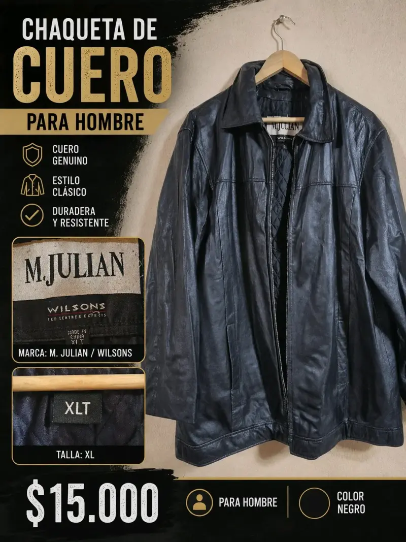 Abrigo de cuero negro para hombre - 2