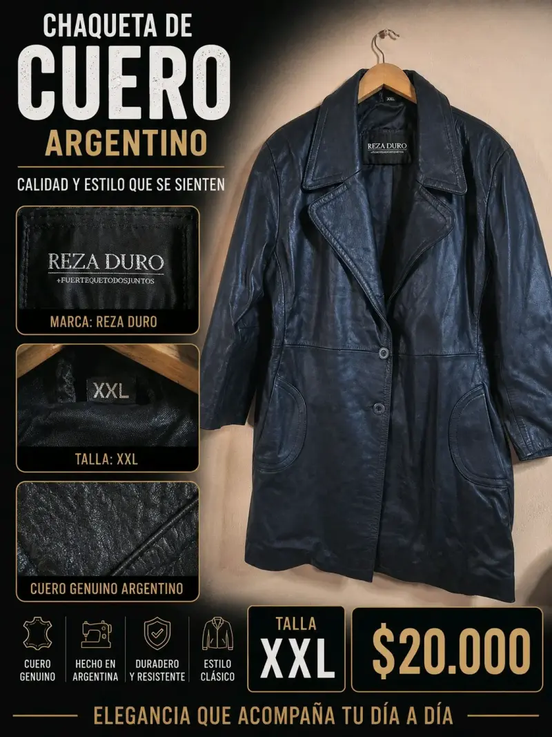 Abrigo de cuero negro para hombre - 3