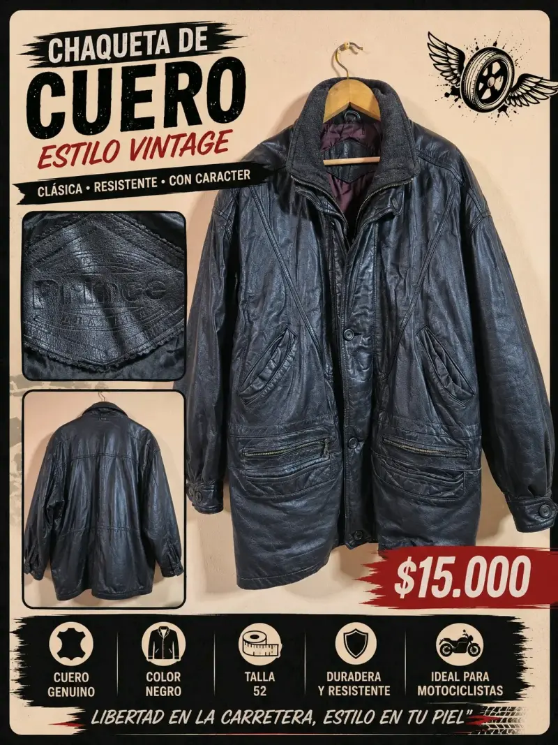 Abrigo de cuero negro para hombre - 6
