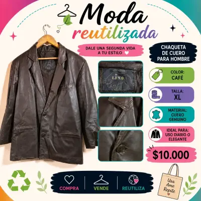 Chaleco de cuero para motoquero negro - miniatura 3