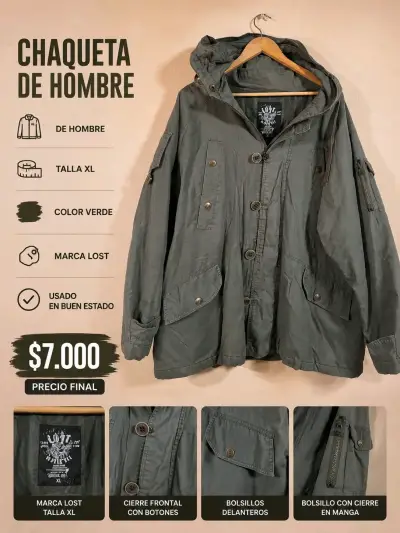 Chaqueta de hombre Lost verde XL - miniatura 1