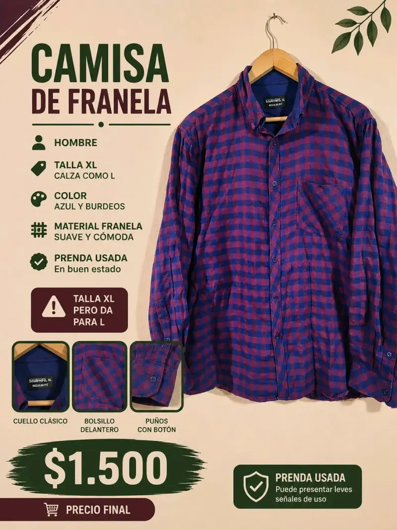 Chaqueta de hombre café talla XL - 4