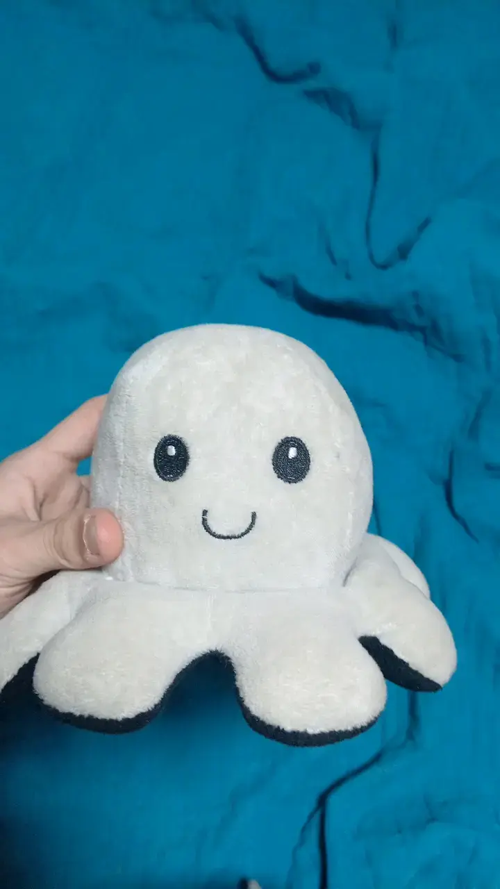 Pulpo de peluche reversible blanco - 1