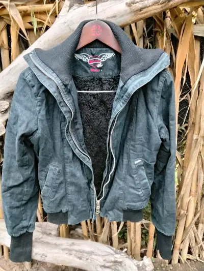 Chaqueta de mezclilla negra con forro - miniatura 2