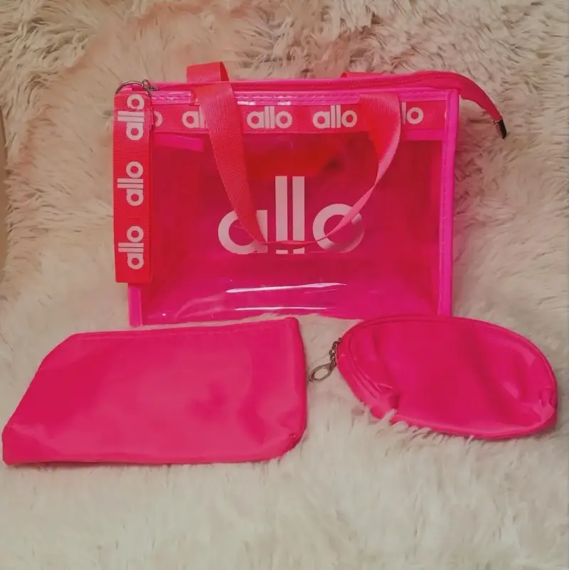 Set de bolsos transparentes rosa Allo