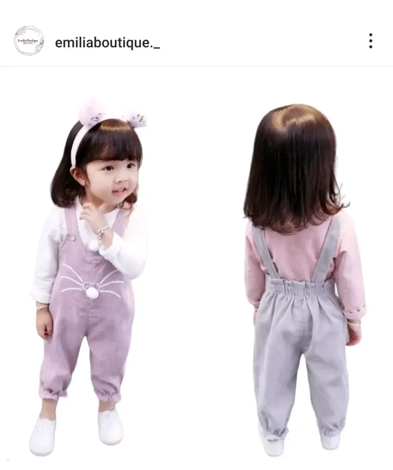 Jardinera infantil lila con diseño de gatito