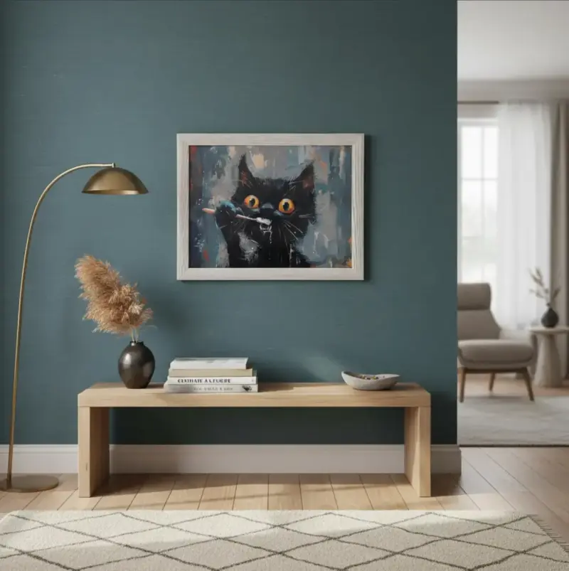 Cuadro Decorativo Gato Mordiendo Espatula 35x45 - 3