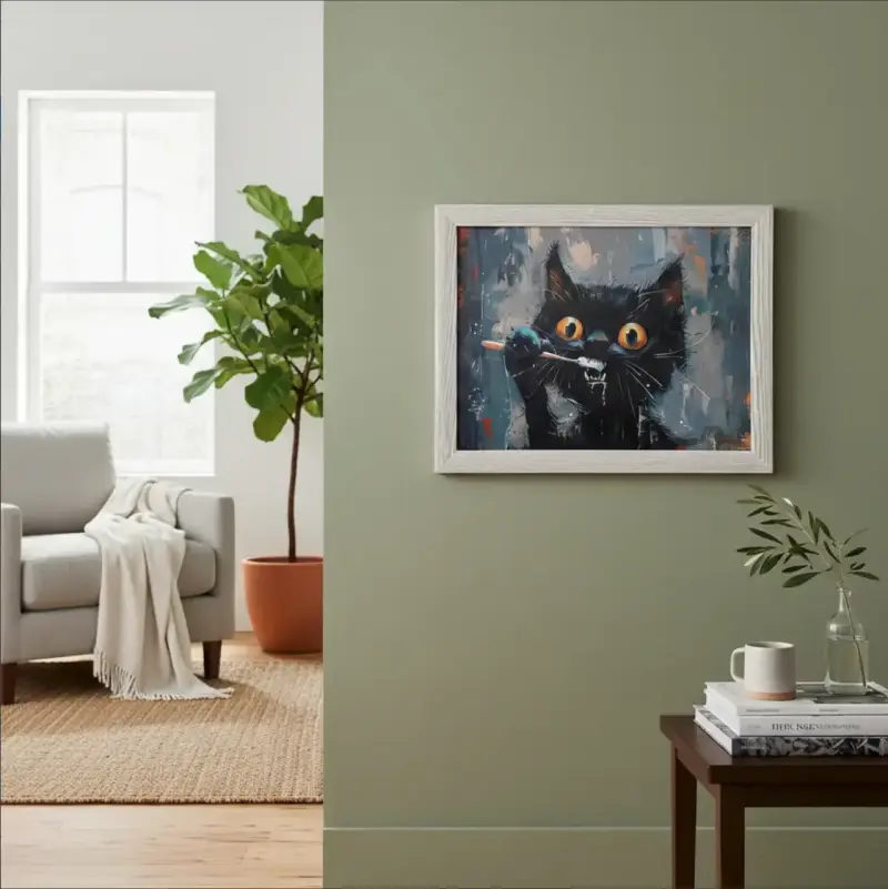 Cuadro Decorativo Gato Mordiendo Espatula 35x45 - 5