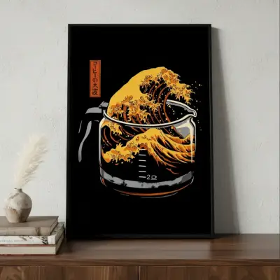Hermoso Cuadro Decorativo Gran Ola De Café 62X42 - miniatura 1