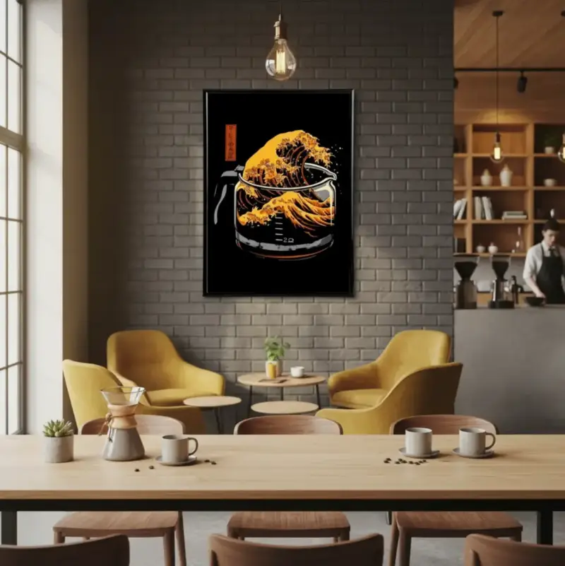 Hermoso Cuadro Decorativo Gran Ola De Café 62X42 - 2