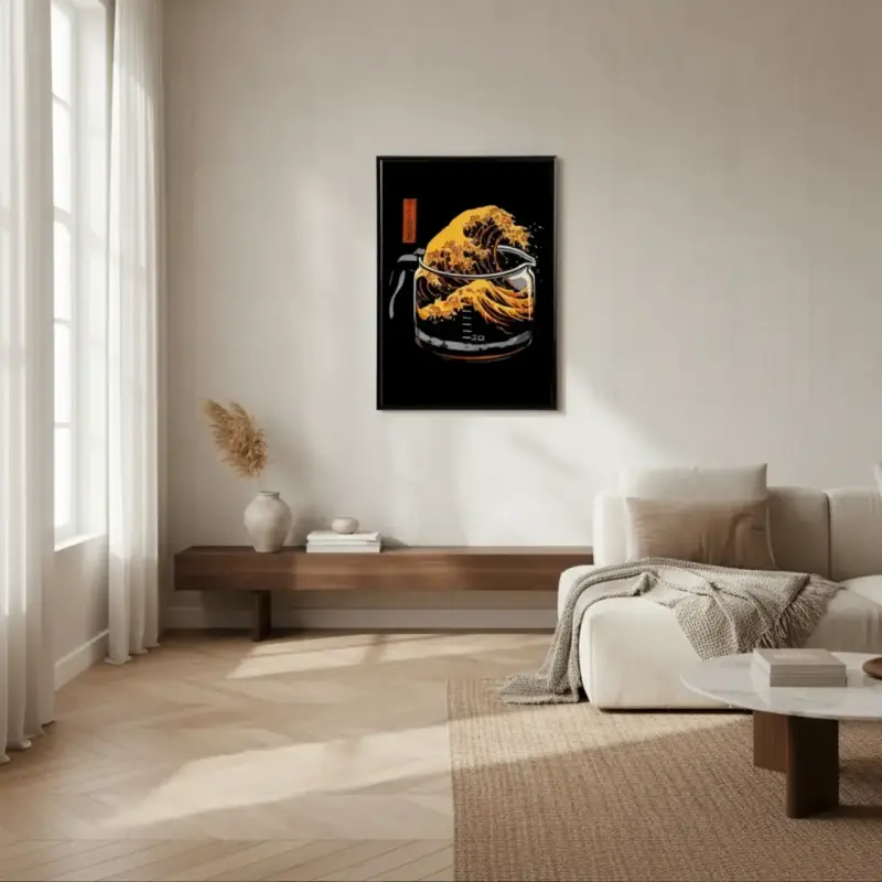 Hermoso Cuadro Decorativo Gran Ola De Café 62X42 - 3