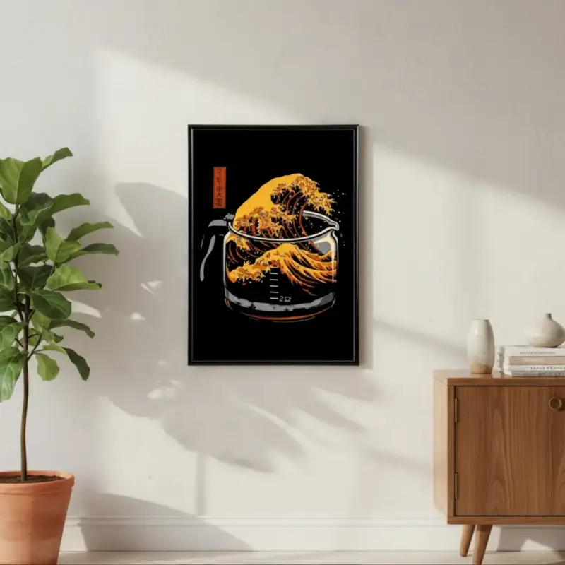 Hermoso Cuadro Decorativo Gran Ola De Café 62X42 - 5