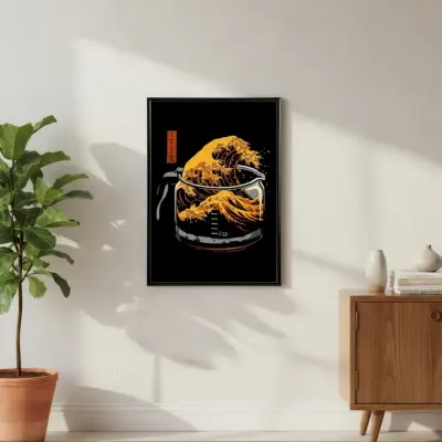 Hermoso Cuadro Decorativo Gran Ola De Café 62X42 - miniatura 5