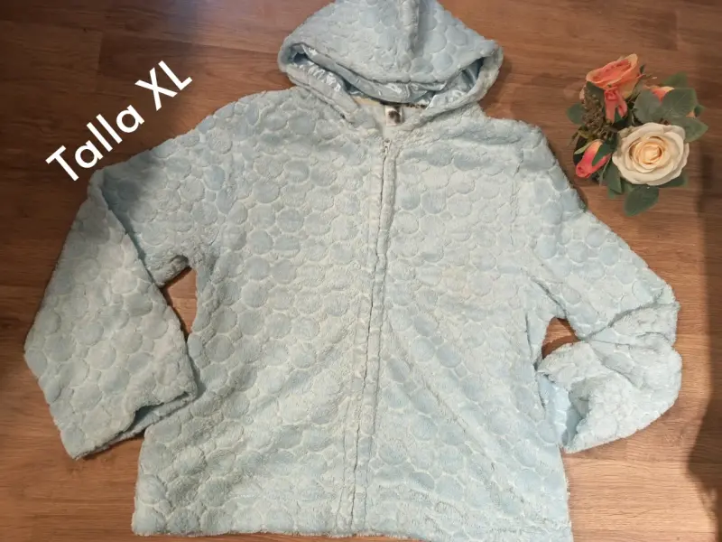Chaqueta de felpa azul con capucha talla XL