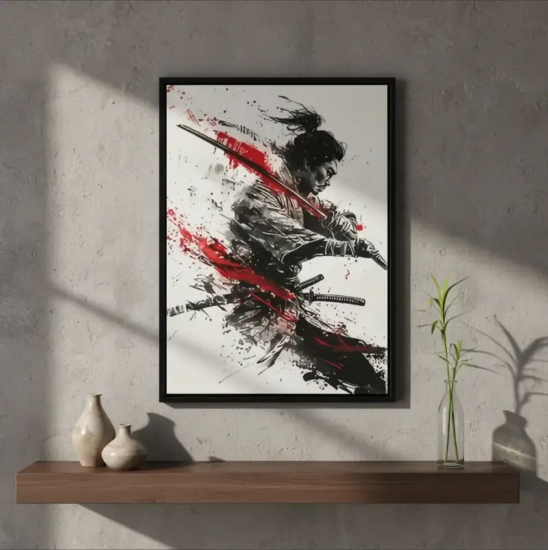 Elegante Cuadro Decorativo Samurai 42 X 62 - 1