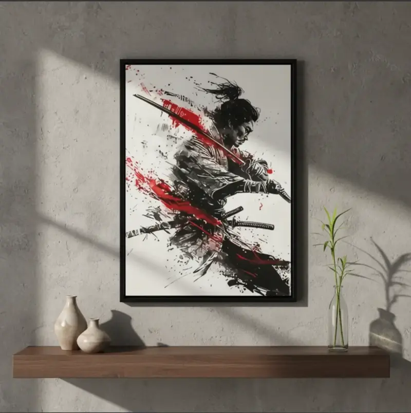 Elegante Cuadro Decorativo Samurai 42 X 62 - 2
