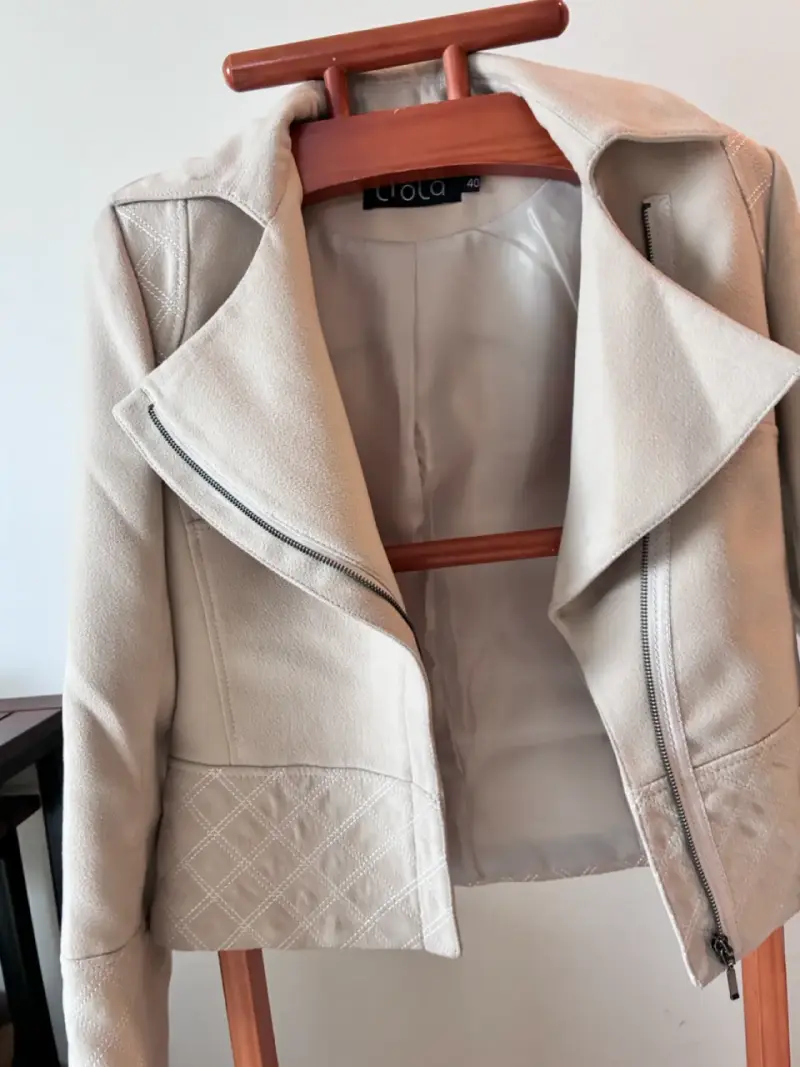Chaqueta Ashanti, T40, beige de gamuza con cierre - 2