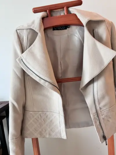 Chaqueta Ashanti, T40, beige de gamuza con cierre - miniatura 2