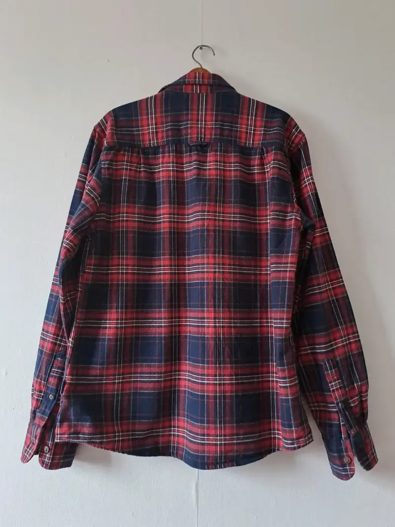 Camisa a cuadros Robert Lewis roja y azul, talla L - 3