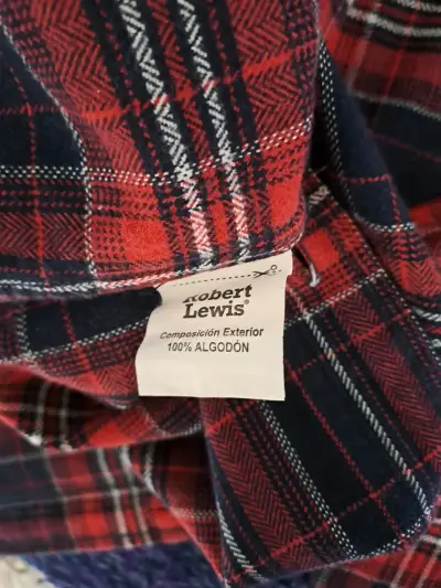 Camisa a cuadros Robert Lewis roja y azul, talla L - miniatura 4