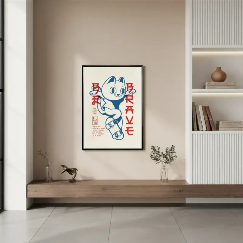 Hermoso Cuadro Decorativo 62 X 42 Gato Skater - 2