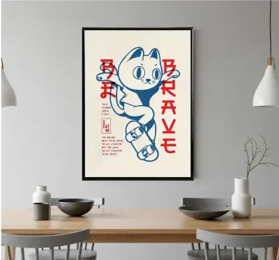 Hermoso Cuadro Decorativo 62 X 42 Gato Skater - miniatura 3