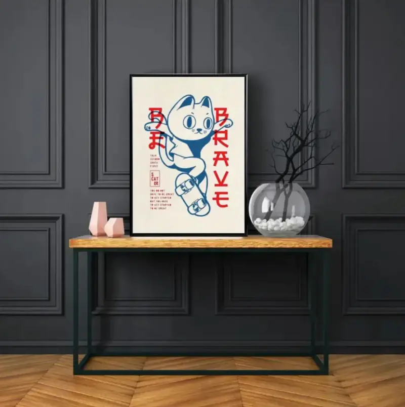 Hermoso Cuadro Decorativo 62 X 42 Gato Skater - 4