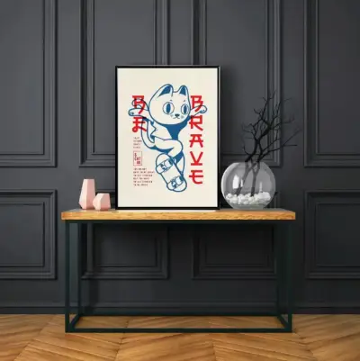 Hermoso Cuadro Decorativo 62 X 42 Gato Skater - miniatura 4